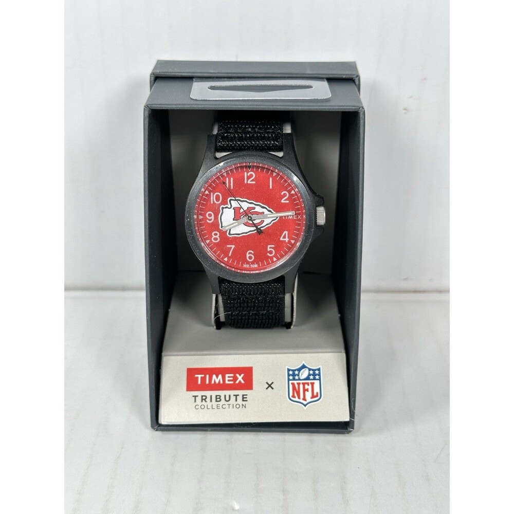 Timex Men NFL Pride 40mm Watch Kansas City Chiefs NFL Black FastWrap Strap NEW
